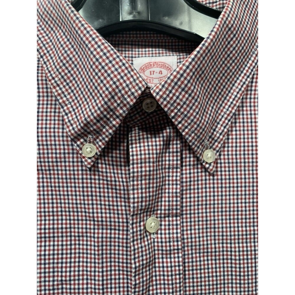 Dress Shirt Brooks Brothers  Button Down Single Pocket Red/Black Checks 17-4